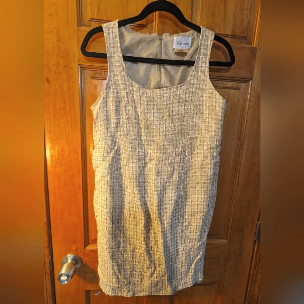 Tan Plaid Woven Maternity Dress Size Small